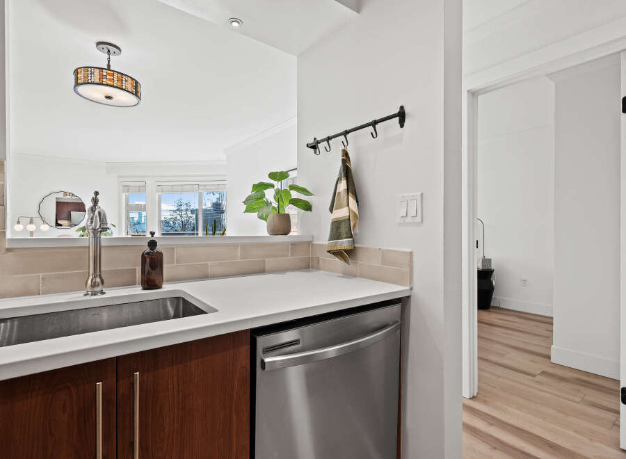 This stunning kitchen boasts modern design and functionality.