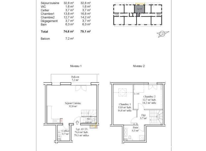 Discover this stunning apartment in 'La Clef des Champs,' featuring a well-designed layout with 2 bedrooms, a spacious living area, and a balcony.