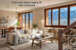 Experience the epitome of mountain living in this stunning property, featuring a beautifully designed interior with a cozy living area and a dining space.