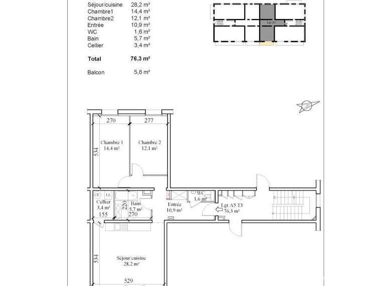 Discover this stunning apartment in 'La Clef des Champs,' offering a comfortable living space with a total area of 76.