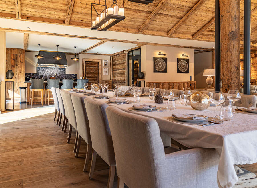 Experience luxury living in this stunning property featuring a spacious dining area perfect for entertaining.