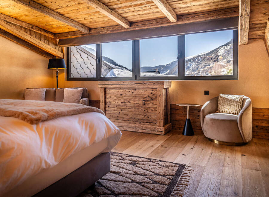 Experience the ultimate in alpine luxury with this stunning bedroom.