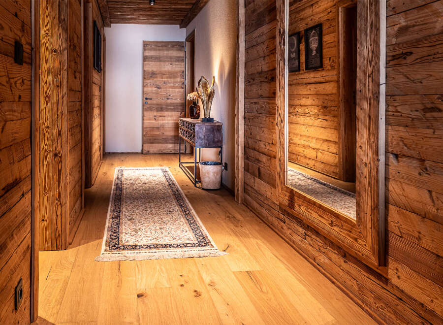 Step into rustic elegance with this stunning hallway.