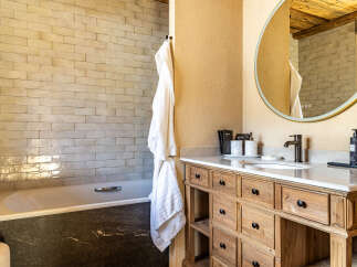 Step into luxury with this stunning bathroom featuring a sleek design and high-end finishes.