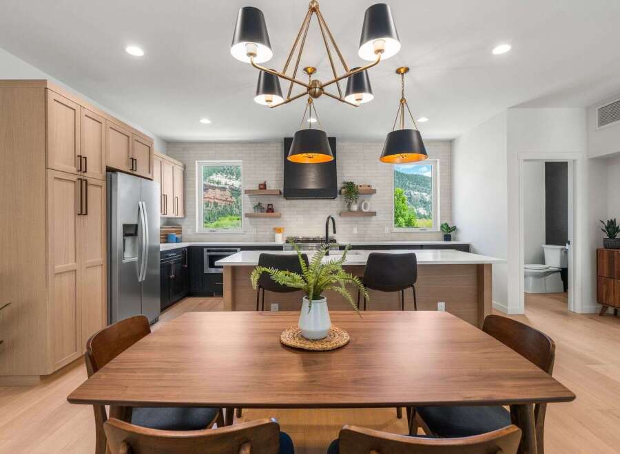 This stunning kitchen boasts modern design elements and high-end finishes.
