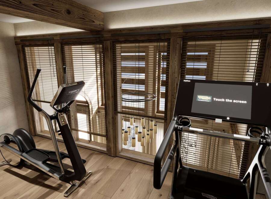 Step into your dream home gym, complete with state-of-the-art equipment and stunning natural light.