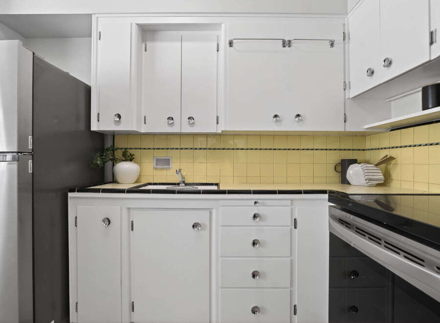 Step into a charming kitchen with a classic design.