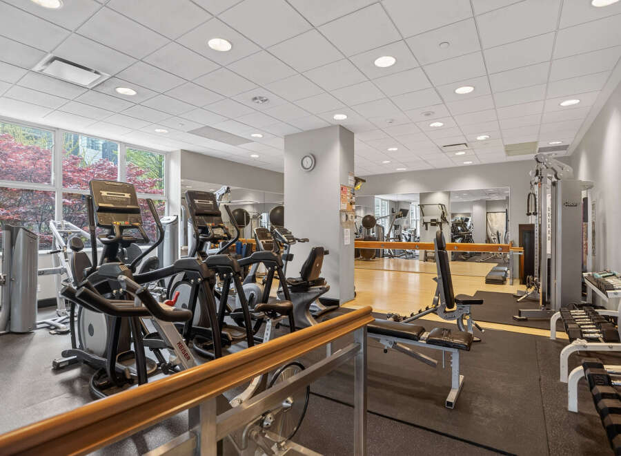This well-equipped gym offers a variety of workout options, including cardio machines and weight training equipment.
