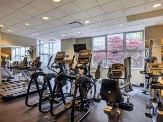 This well-equipped fitness center offers a variety of exercise machines, including treadmills, elliptical trainers, and stationary bikes.