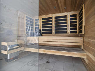 Step into relaxation with this luxurious sauna, a perfect addition to any home.