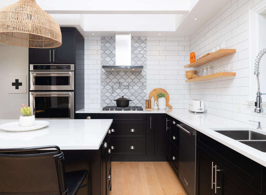 This stunning kitchen boasts modern design and functionality.