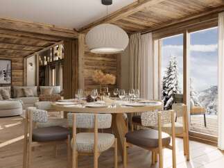 Experience the epitome of rustic elegance in this stunning dining room.