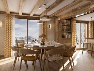 Experience luxury living in this stunning property, featuring a beautifully designed dining area.