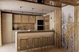 This stunning kitchen boasts a modern design with a touch of rustic charm.