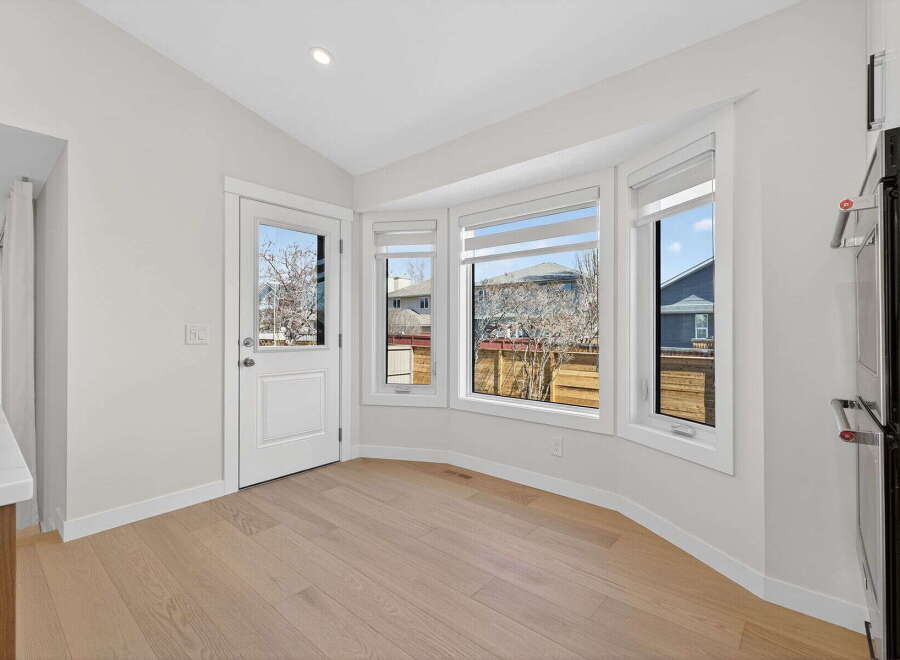 This stunning property boasts a bright and airy kitchen with a beautiful bay window, perfect for enjoying natural light.
