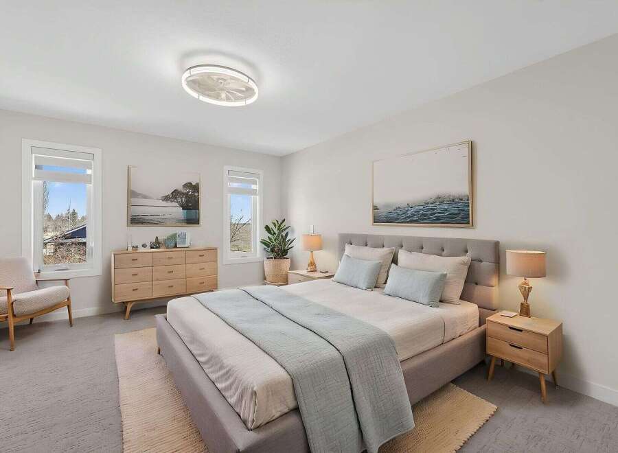 Step into a serene bedroom retreat, designed for ultimate comfort and style.