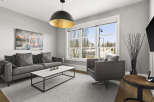 This stunning living room boasts a modern design with a touch of elegance.