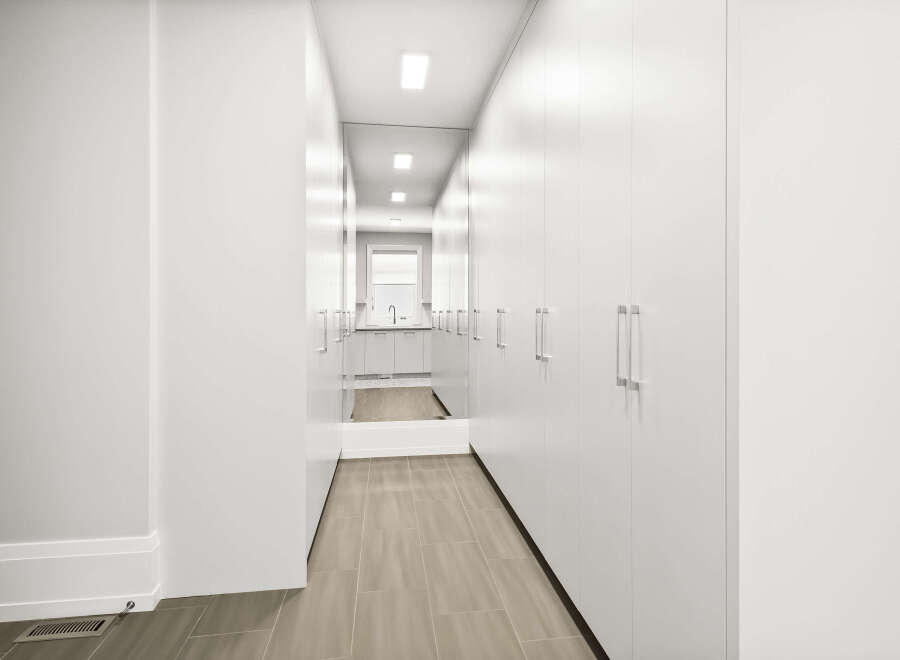 Step into modern elegance with this stunning hallway.