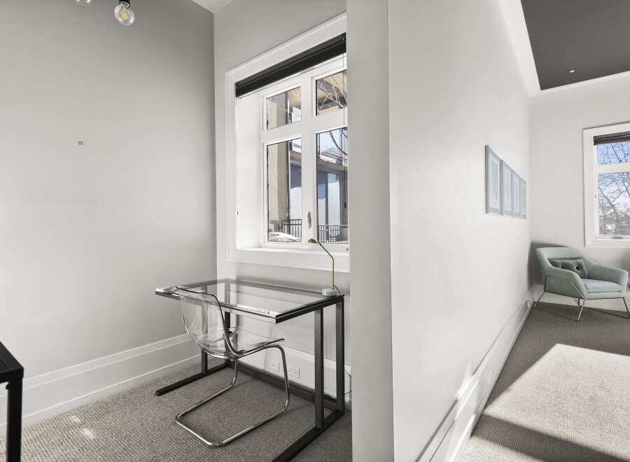 This modern property features a stylish home office space, perfect for remote work or creative projects.