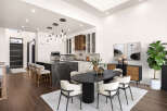 Step into luxury with this stunning modern kitchen and dining area.