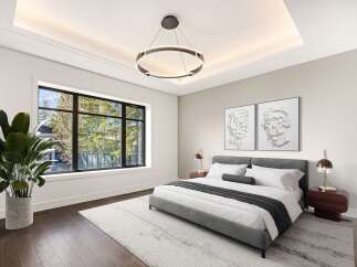 Step into luxury with this stunning bedroom featuring a modern design and elegant finishes.