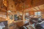 Step into a cozy and inviting log cabin retreat, perfect for a relaxing getaway.