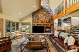 This stunning living room features a cozy fireplace, perfect for chilly evenings.