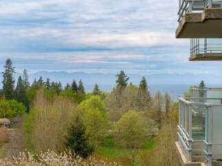 Enjoy breathtaking views from this stunning property, featuring a spacious balcony overlooking lush greenery and the serene ocean.
