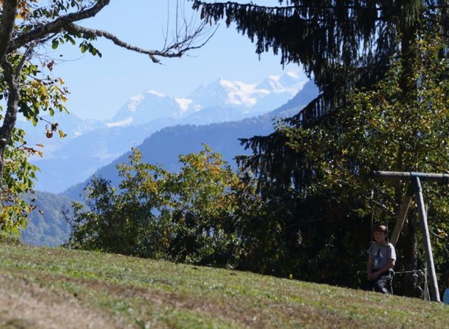 Mountain views and a tranquil setting enhance this property, which includes a grassy yard perfect for outdoor recreation.