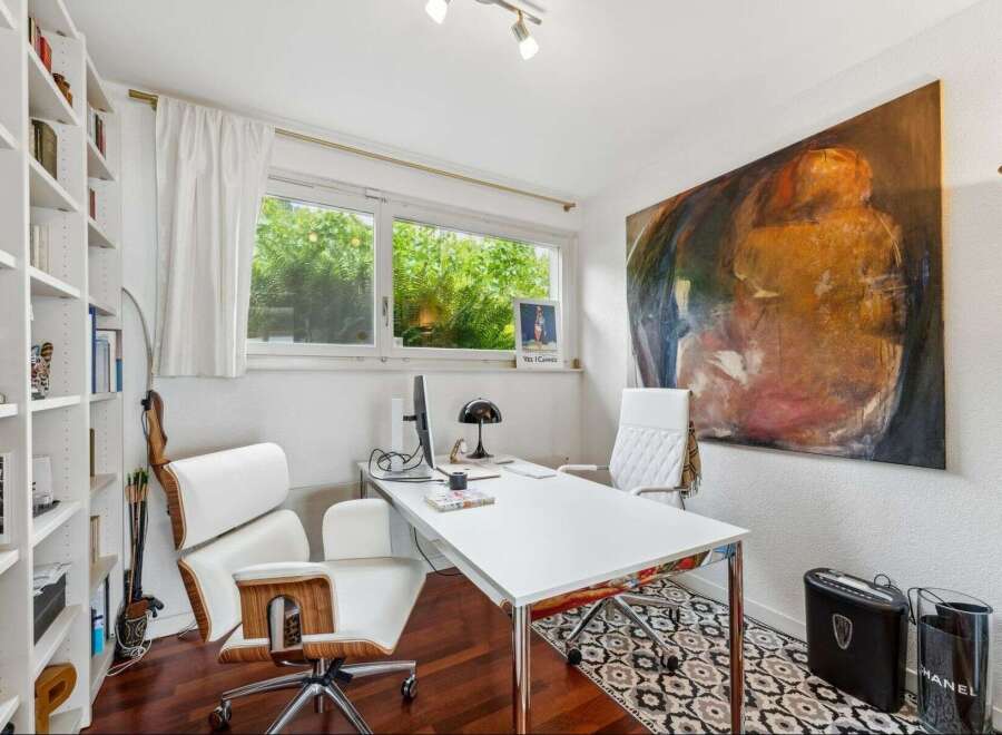 This stylish home office offers a bright and inspiring workspace.