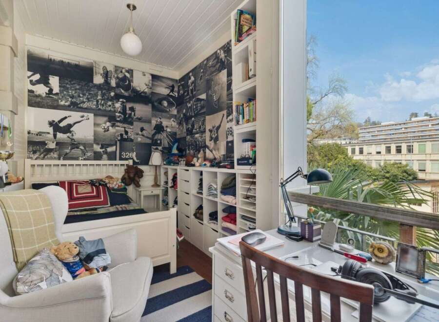 This charming bedroom offers a unique blend of comfort and style, perfect for a cozy retreat.