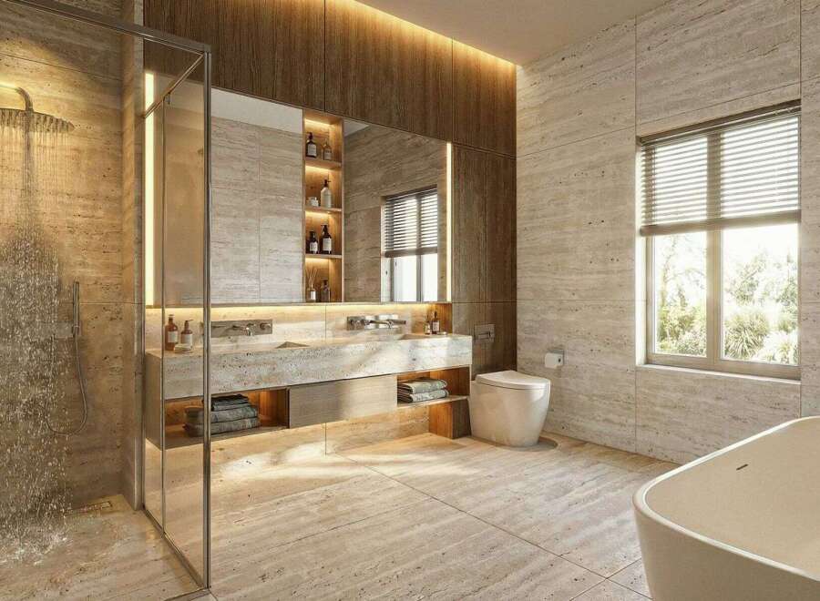 Step into luxury with this stunning bathroom design.