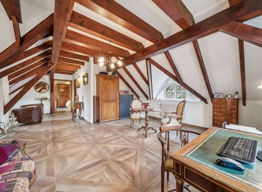 Step into luxury with this stunning property featuring a unique architectural design.