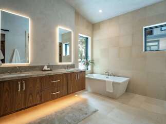 Step into luxury with this stunning bathroom design.