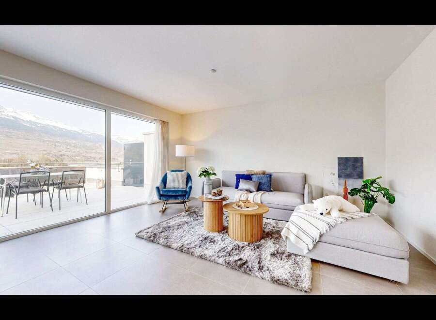 Experience luxury living with this stunning property, featuring a spacious living area with breathtaking mountain views.