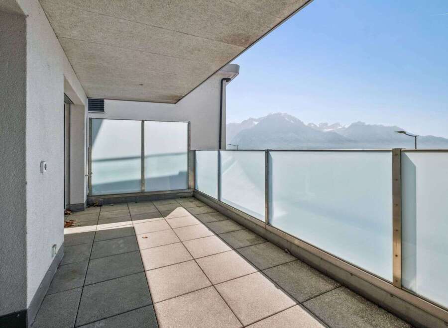 Enjoy breathtaking mountain views from this stunning balcony.