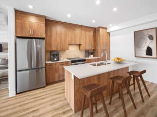 This stunning kitchen boasts modern design and functionality.