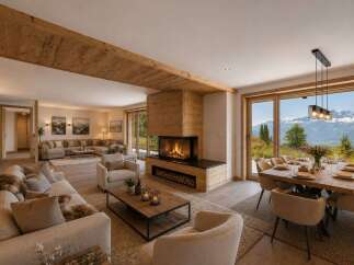 Experience luxury mountain living in this stunning open-concept living and dining area.