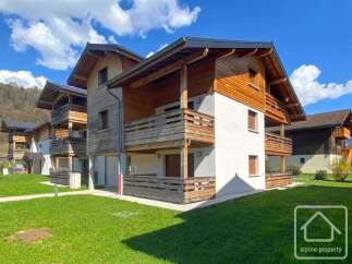 Discover your dream alpine retreat! This stunning property boasts a modern design with wooden accents, offering a warm and inviting atmosphere.