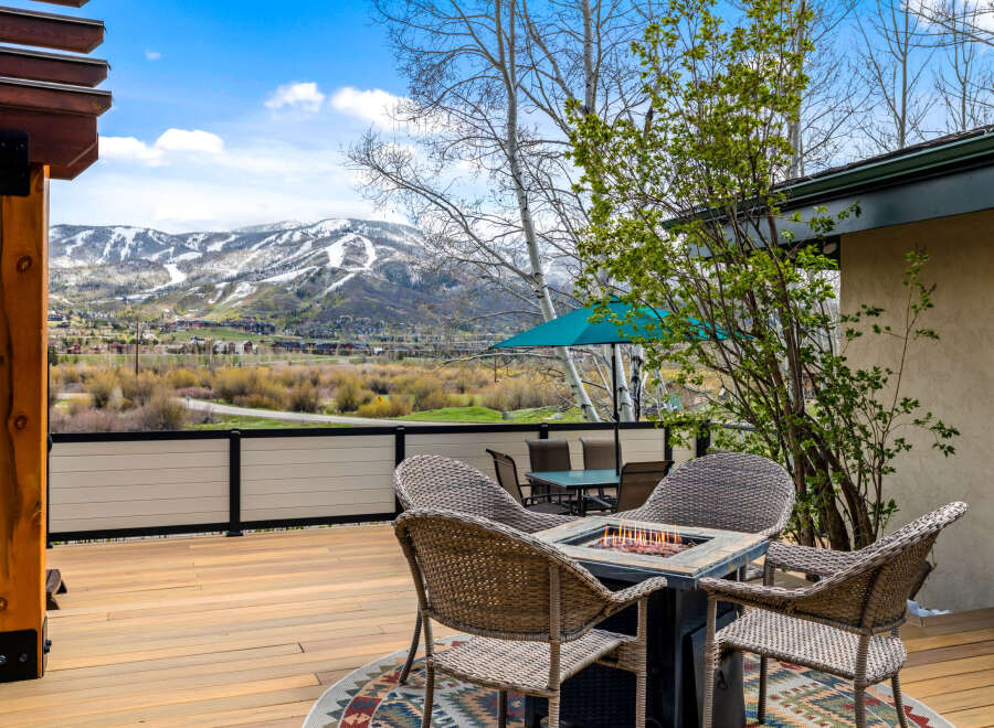 Enjoy breathtaking mountain views from this stunning outdoor patio.