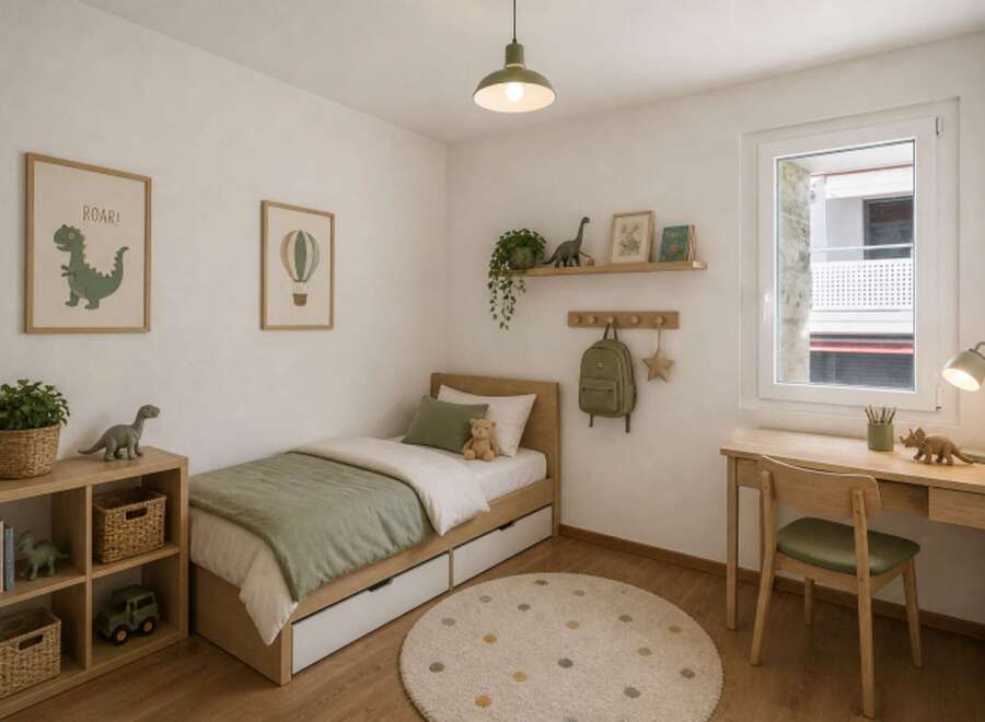 This charming bedroom offers a cozy and inviting space, perfect for a child.