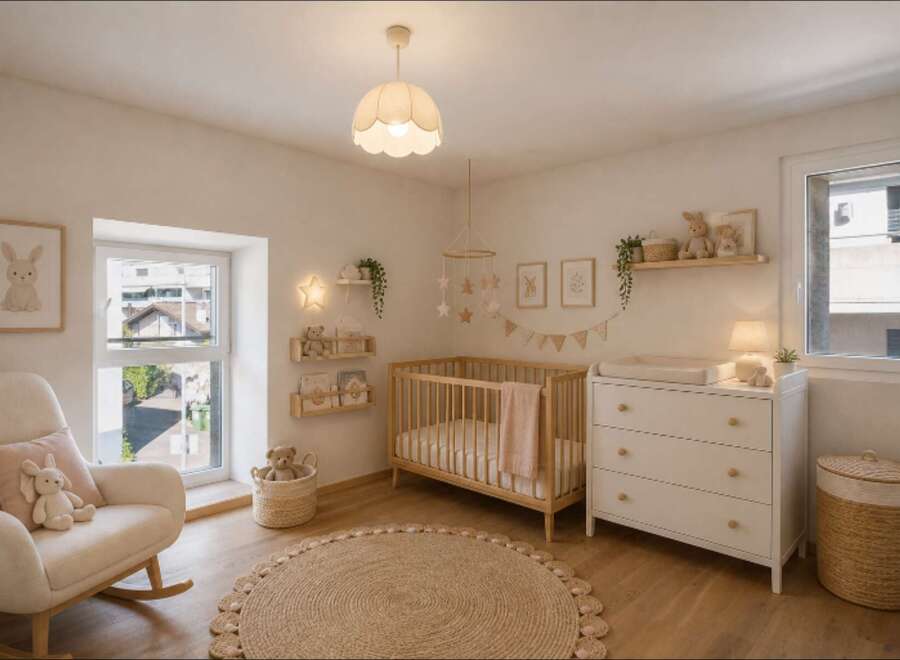 Step into a serene nursery designed for comfort and style.