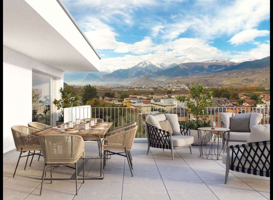 Experience luxury living with this stunning property featuring a spacious balcony and breathtaking mountain views.