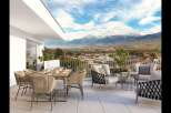 Experience luxury living with this stunning property featuring a spacious balcony and breathtaking mountain views.