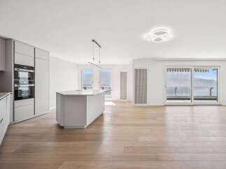Experience modern luxury in this stunning property featuring a sleek, contemporary kitchen with high-end appliances and a stylish island.