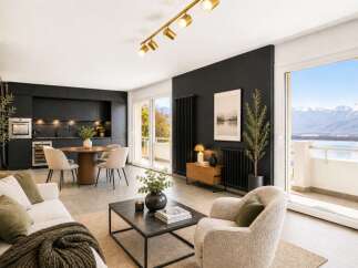 Experience luxury living in this stunning apartment with breathtaking mountain and lake views.