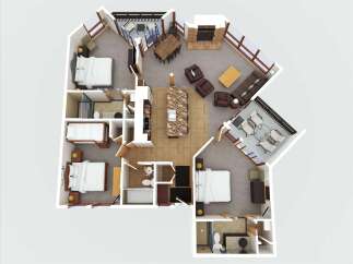 Discover luxury living in this stunning property! This spacious floor plan features multiple bedrooms, a modern kitchen with a large island, and a cozy living area with a fireplace.