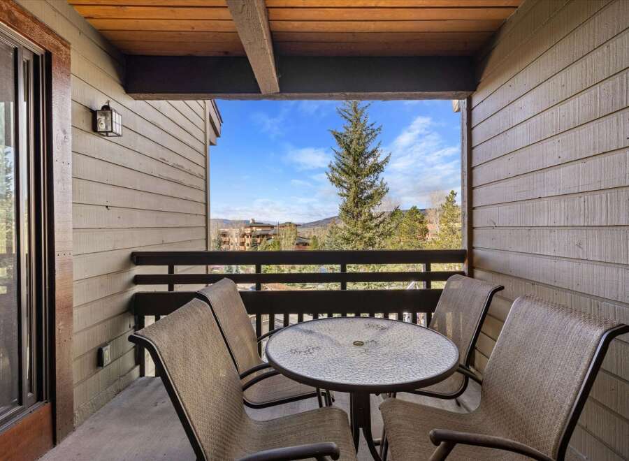 Enjoy breathtaking views from this charming balcony.