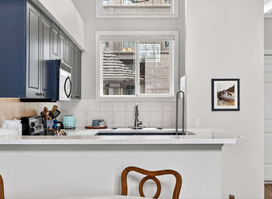 This stunning kitchen boasts modern design and functionality.