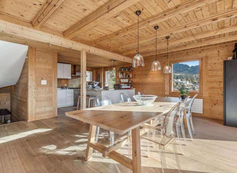 Experience the warmth and charm of this stunning wooden interior.